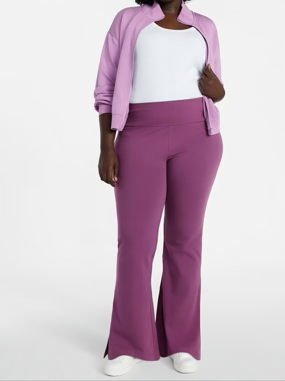 Terra & Sky Women's Plus Flare Leg Leggings Purple Pants Size 4X 28W - 30W NEW - Picture 7 of 8